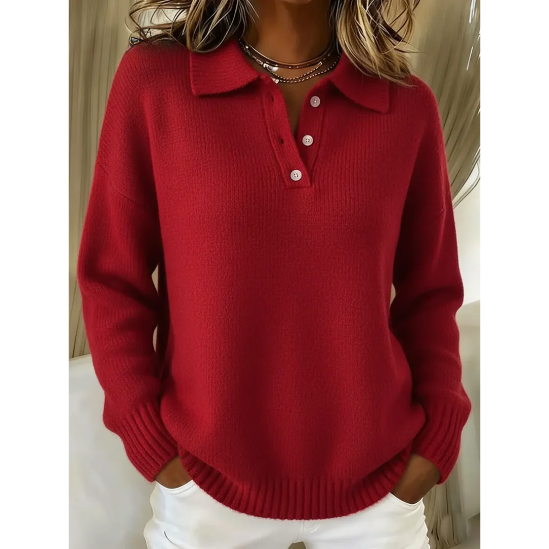 Juliette | Soft Knit Polo Sweater